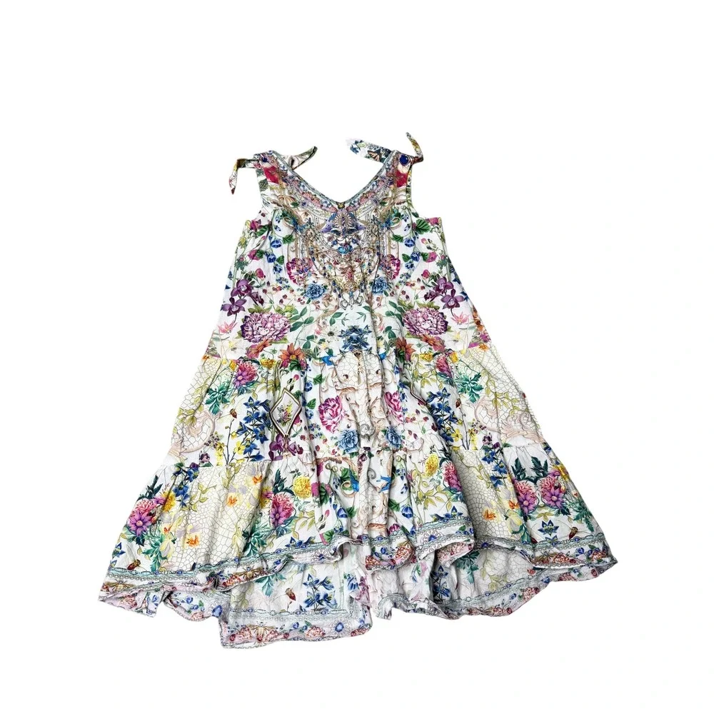 Milla by Camilla Girls Queensbee Tiered Cotton Dress Size 4 Floral Crystal